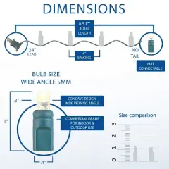 8.5 Foot 20 Light Mini LED Crafting Lights by Novelty Lights, Green Wire with 24 Inch Lead, Non-Connectable Short Fairy Light String