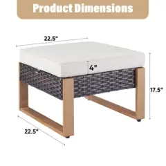 Gymojoy 2 Pieces Outdoor Patio Ottoman with Cushion