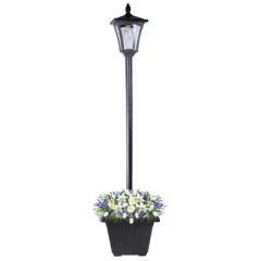 LamQee 1-Light 63 inch LED Solar Post Light Complete Solar Powered Outdoor Post Light Floor Lamp Exterior Garden Lights for Pathway Patio