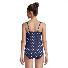 Lands' End Women's Mastectomy Chlorine Resistant Square Neck Tankini Top Swimsuit Adjustable Straps