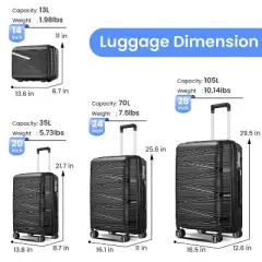 4 PCS Expandable ABS Hard Shell Lightweight Luggage Set with Spinner Wheels and TSA Lock 14"20''24''28'' 4L - ModernLuxe