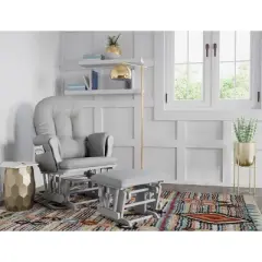 Storkcraft Hoop Glider and Ottoman - Pebble Gray Frame/Light Gray Fabric