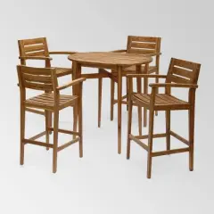 Stamford 5pc Acacia Wood Rustic Bar Set Teak Finish - Christopher Knight Home