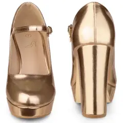 Perphy Platform Ankle Strap Chunky Heels Mary Janes Pumps for Women