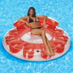 Swim Central 72" Water Pop Circular 1-Person Inflatable Swimming Pool Lounger - Red