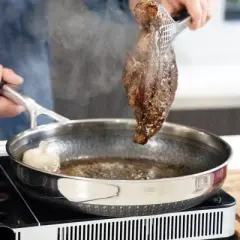 Livwell Brands Diamond Clad 12' Hybrid Nonstick Stainless Steel Fry Pan: Tri Ply, Stay-Cool Handle, Dishwasher & Oven Safe