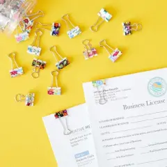 Juvale 40 Pack Cute Binder Clips for Paper, Notebooks, Planners, File Folders, Organization for School and Work, 6 Floral Designs. 1.5 x 0.75 In