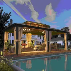 Erommy 12'x20' Gazebo Polycarbonate Double Roof Canopy with Aluminum Frame