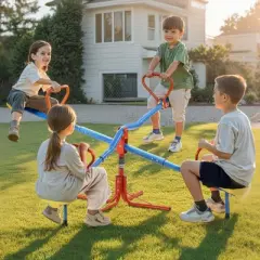 VEVOR Kids Seesaw, 110 lbs Load Capacity per Seat, Sit and Spin Teeter Totter, Swiveling 360 Degrees Rotating for Aged 3+, Orange&Blue&Yellow