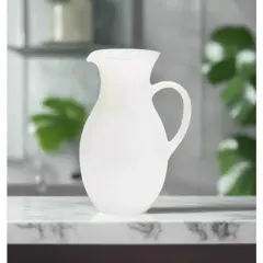 Classic Touch White Glass Pitcher, 8.5"H