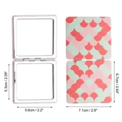Unique Bargains Folding Makeup Mirror Red Pink 1 Pc