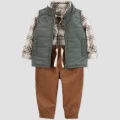 Carter's Just One You&reg;️ Baby Boys' Plaid Top & Bottom Set - Green/Brown