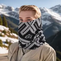 Unique Bargains Sunscreen Checkered Pattern Face Scarf Mask Black White 1 Pc