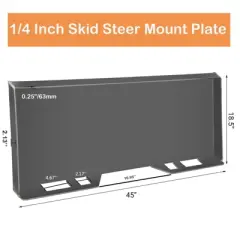 1/4" Skid Steer Attachment Plate, Universal Quick Mount Plate, Grade 50 Structural Steel, Anti-Rust Surface,Silver