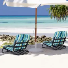 Tangkula Low Beach Chairs for Adults 2 Pack w/ Aluminum Frame and Soft Cushion 300 LBS