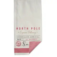 Design Imports  Christmas Santa'S Workshop Printed Table Runner, Off-White, 14X72"