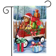 Briarwood Lane Christmas Wagon Garden Flag Holiday Gifts Teddy Be