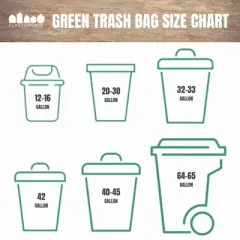 Plasticplace 55-60 Gallon Trash Bags, Green (50 Count)