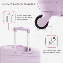 Gulches ABS Hardshell 3pcs Clearance Luggage Hardside Lightweight Durable Suitcase sets Spinner Wheels Suitcase with TSA Lock 20"24"28", Purple