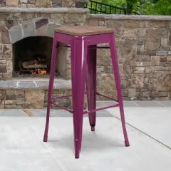 Flash Furniture 30" High Backless Barstool with Square Wood Seat