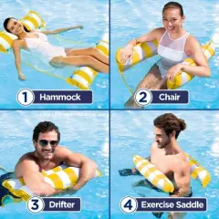Aqua Leisure 4-in-1 Monterey Hammock Water Floats and Inflatables - Golden Sunshine