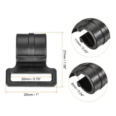 Unique Bargains Outdoor Camping ID C Shape Plastic Clamp Tent Pole Clips 11mm Black Set of 10