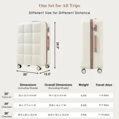 3 PCS Expandable ABS Hard Shell Luggage Set with Cup Holder, Spinner Wheels and TSA Lock,  20" with USB Port 4Q - ModernLuxe