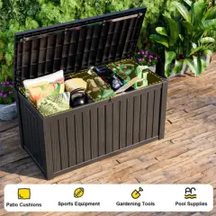 INFURNIC Deck Boxes, Outdoor Patio Storage Box with Large Storage Capacity for Storage Patio Furniture Garden Tools, Black, 54.2"*26"*28.7"