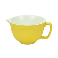 Omniware Simsbury Stoneware Batter Bowl - 2 Quart Mixing Bowl with Handle & Pour Spout - Microwave, Oven, Freezer, Dishwasher Safe -  (Yellow)