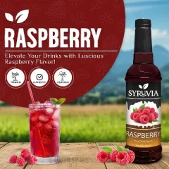 Syruvia Raspberry Syrup - 25.4 fl oz. Premium Flavoring Syrup For Coffee