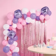 48ct Balloon Arch Garland D&eacute;cor Kit with Backdrop Pink/Purple - Spritz&trade;