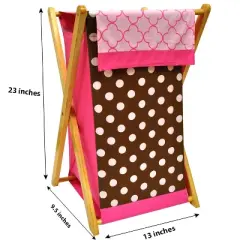 Bacati - Butterflies pink/chocolate Laundry Hamper with Wooden Frame