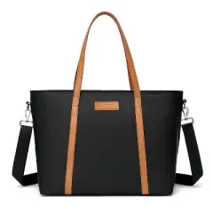 Lightweight Women Laptop Tote Bag for Work, Casual Handbag for Travel Beach College Teacher Black