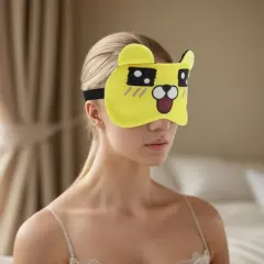 Unique Bargains Soft Cartoon Sleep Mask Square Eyes Yellow 1 Pc