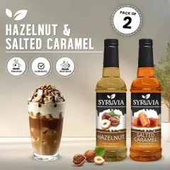 Syruvia Coffee Flavors Variety Pack: Hazelnut & Salted Caramel 25.4 fl oz Syrup