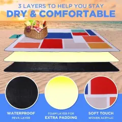SCUDDLES Picnic Blanket Extra Large, 3-Layer Waterproof, Carry Strap - SCPRGM