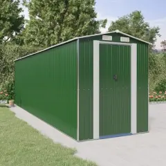 vidaXL Garden Shed Green Galvanized Steel Large Garden Shed - 75.6" x 271.3" x 87.8"
