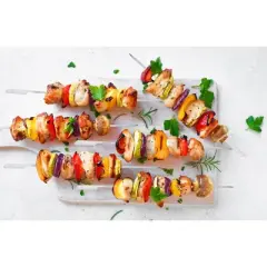 Outset Barbecue Stainless Steel Set of 4 Paddle Skewers with Black Canvas Storage Bag