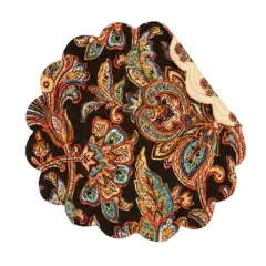 C&F Home Dorothy Autumnal Brown Quilted Scalloped Paisley Floral Accents Placemats Set of 6, 17"