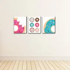 Big Dot of Happiness Donut Worry, Let's Party - Doughnut Kitchen Wall Art, Nursery Decor & Restaurant Decorations - 7.5 x 10 inches - Set of 3 Prints