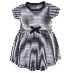 Touched by Nature Baby and Toddler Girl Organic Cotton Short-Sleeve Dresses 2pk, Black Floral