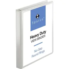 Sparco Round Ring View Binder 1"Capacity 11"x8-1/2" White 19601