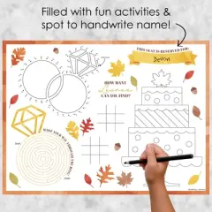 Big Dot of Happiness Fall Foliage Bride - Paper Autumn Leaves Bridal Shower and Wedding Party Coloring Sheets - Activity Placemats - Set of 16