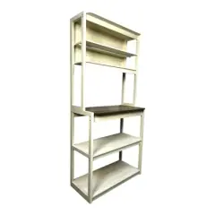 INFURNIC Kitchen Racks Modern 5 Tier Bakers Rack with Adjustable Shelves and Stylish Storage for Kitchen, Brown White, 39.37"*15.75"*66.93"