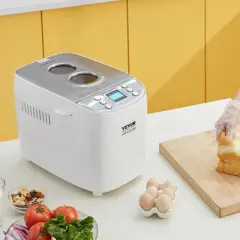 VEVOR Bread Maker, 15-in-1 3LB Dough Machine, Nonstick Ceramic Pan Automatic Breadmaker with Gluten Free Setting, Digital, Programmable