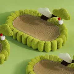 Boersma Large Tree Cat Scratching Post with Bed, 25.6" Green Hand-Woven Sisal Scratch Tower & Lounge, Indoor Cat Furniture with Non-Slip Base