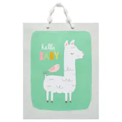 Medium 'Hello Baby' Llama and Bird Baby Shower Gift Bag - Spritz&trade;: Multicolor Animal Pattern, 12.75" Height