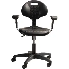 16"-21" Adjustable Height Polyurethane Task Office Chair with Arms Black- Hampden Furnishings