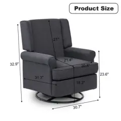 Swivel Glider Rocking Recliner, Nursery Glider Chair, Soothing Rocking Motion, Nursery Breastfeeding Maternity Chair for Living Room, Office