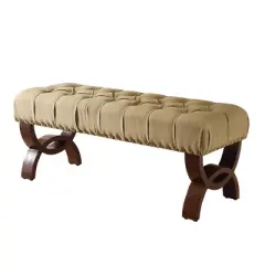 Carolina Tufted Bench with Nailhead Trim Cream - HomePop